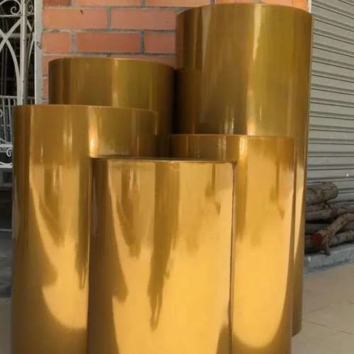 (CYB) Gold Cylinder Box  - S - 21 cm ( W ) 50 cm ( H )