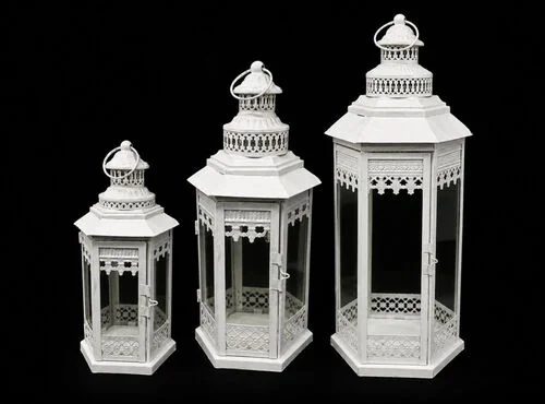 (SM)  Candle Lantern Off White - S