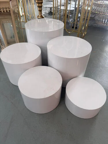 White Small Metal Cylinder Box - S - 4inch(H) X 8.5inch(W)